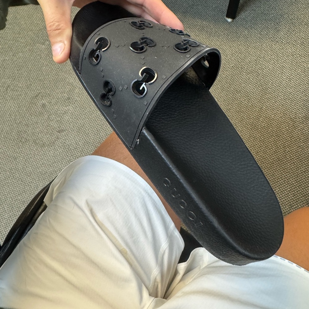 Gucci Black Slide Sandals with Cut-Out Design